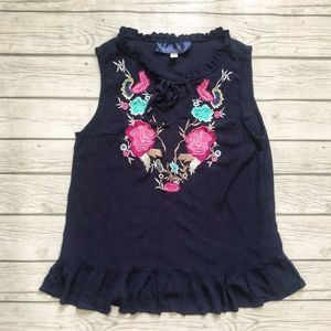 Francesca’s Navy/floral embroidery top-small